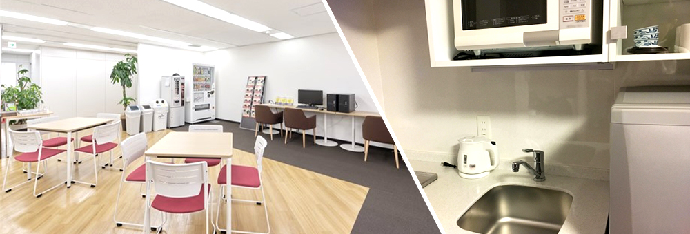 休憩室と給湯室の写真